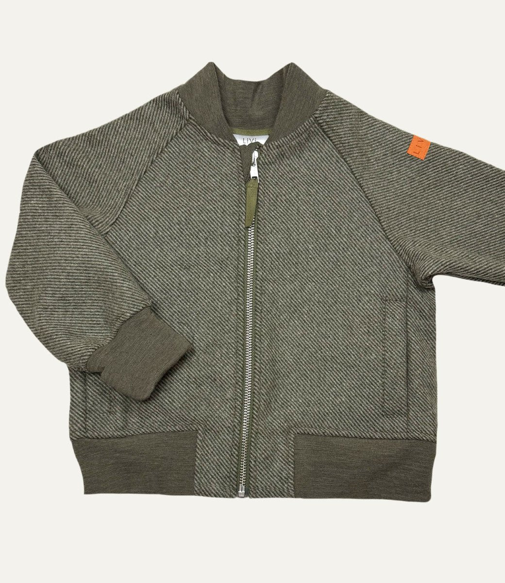 BOMBERJACKE AUS WOLLE Fischgrät khaki