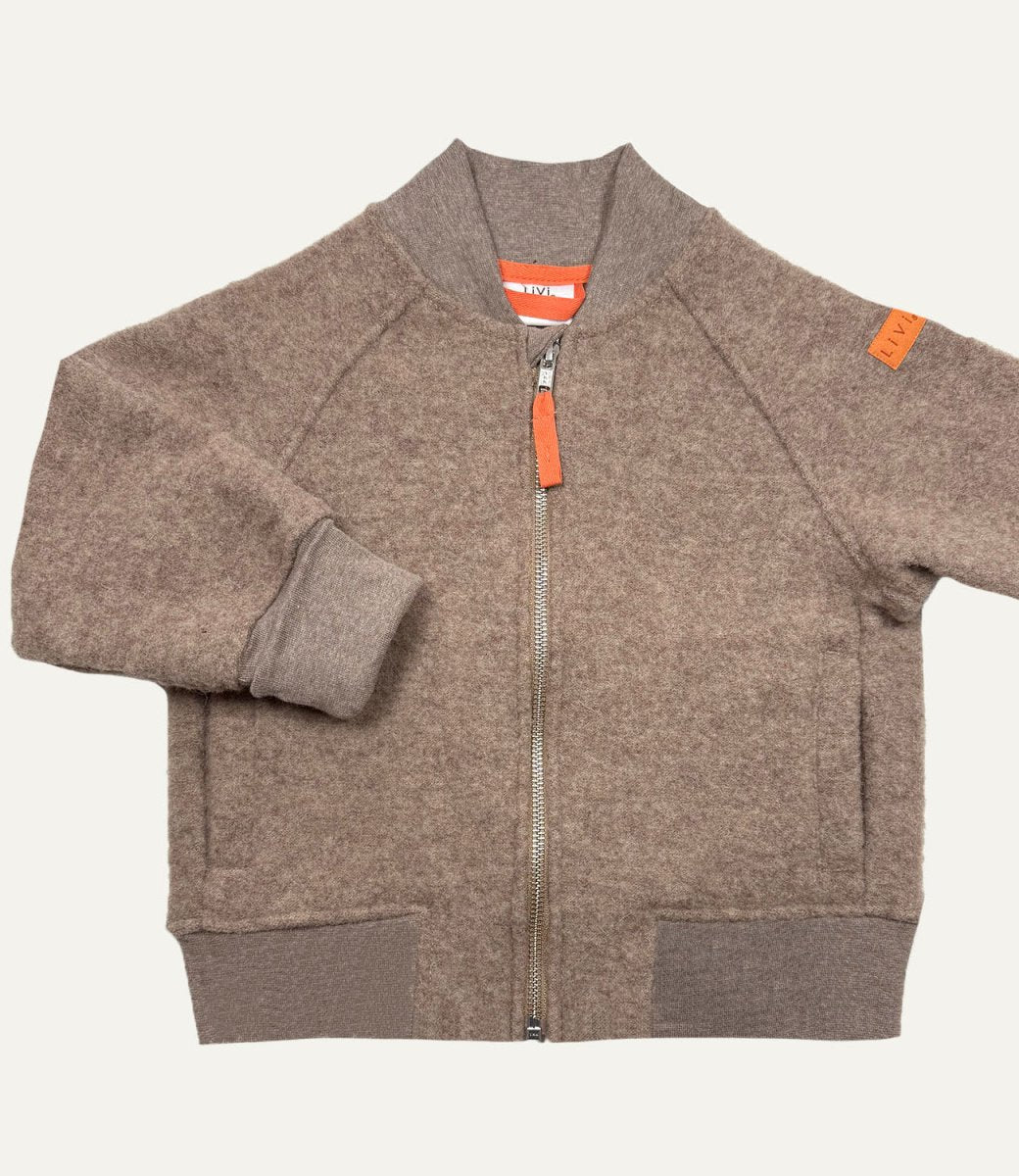 BOMBERJACKE AUS WALK FLEECE BEIGE meliert