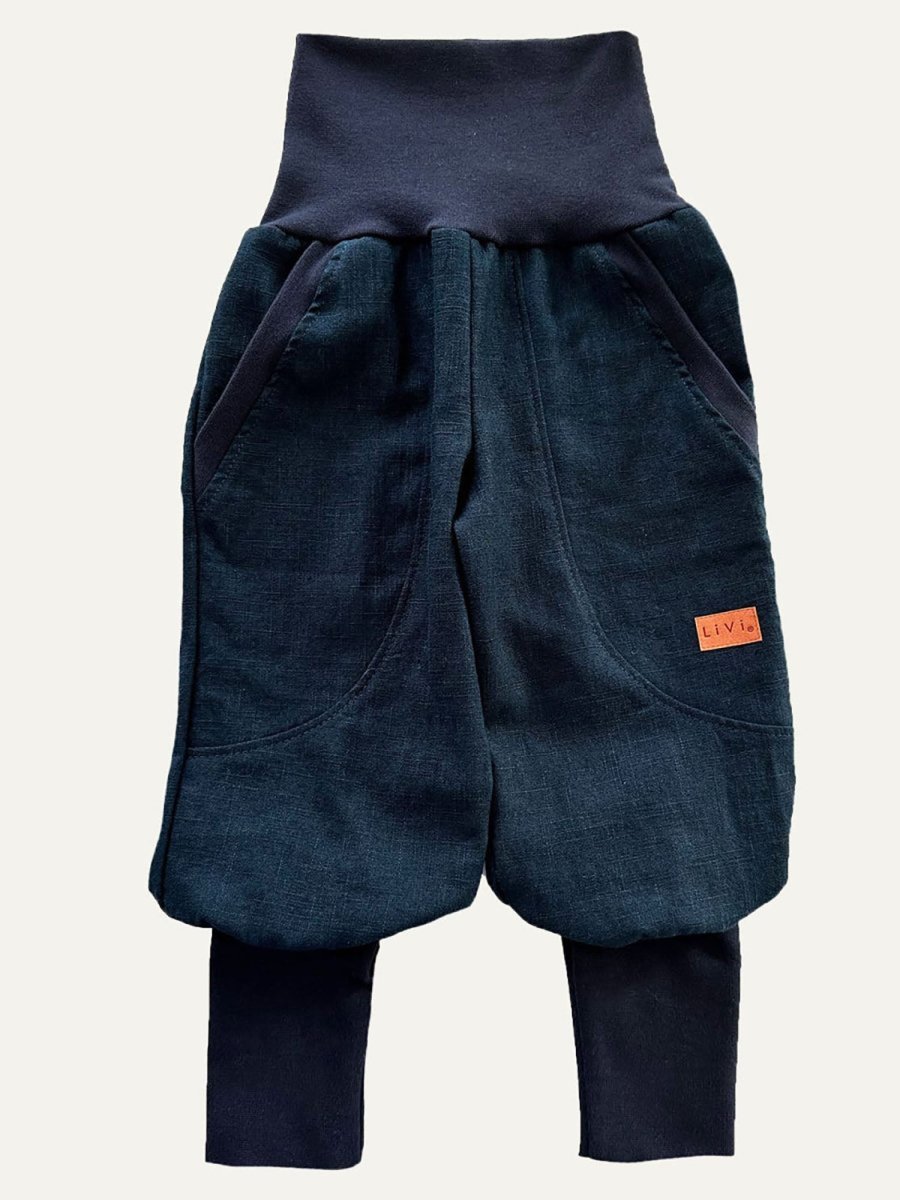 JOGGER AUS LEINEN MARINE