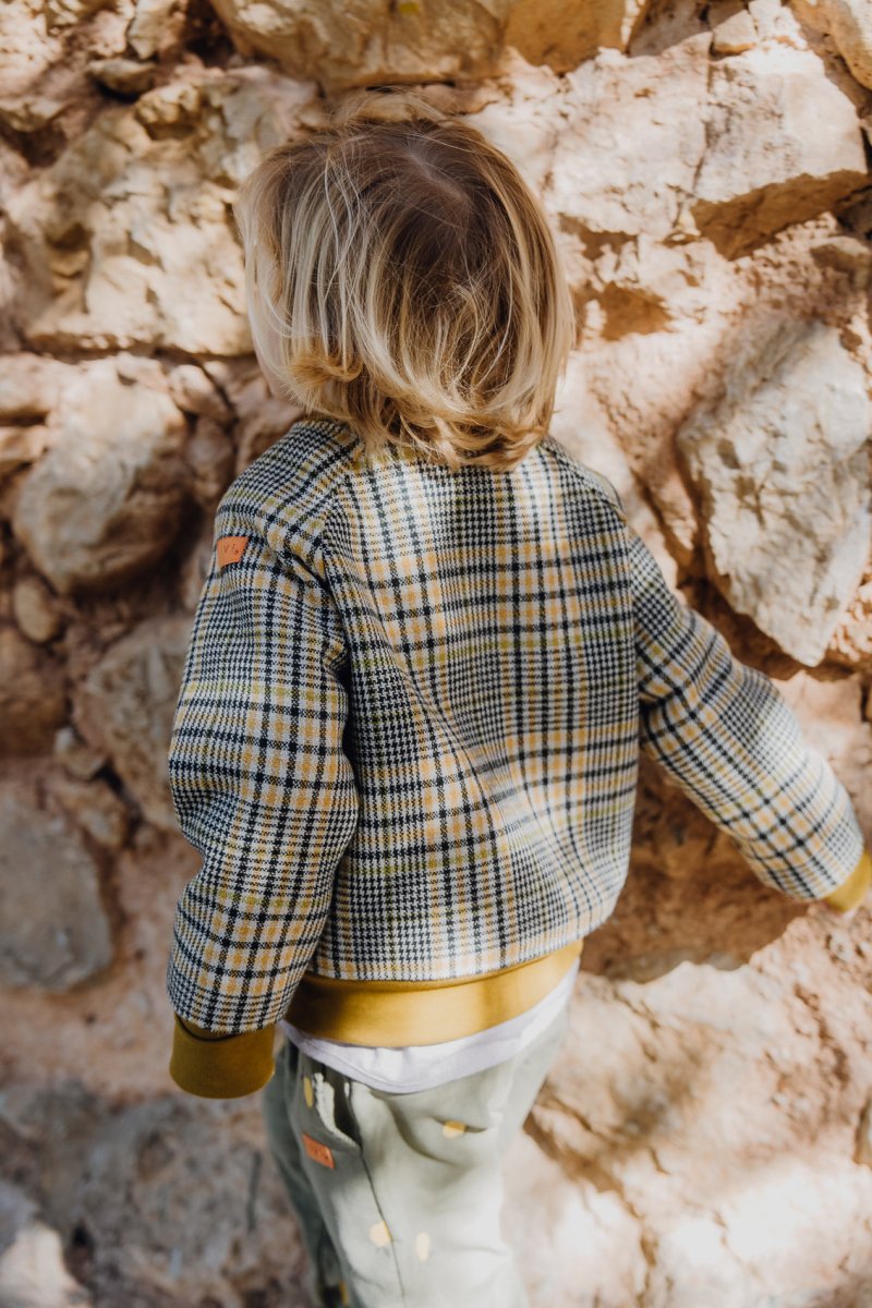 BOMBERJACKE AUS WOLLE KARO CURRY