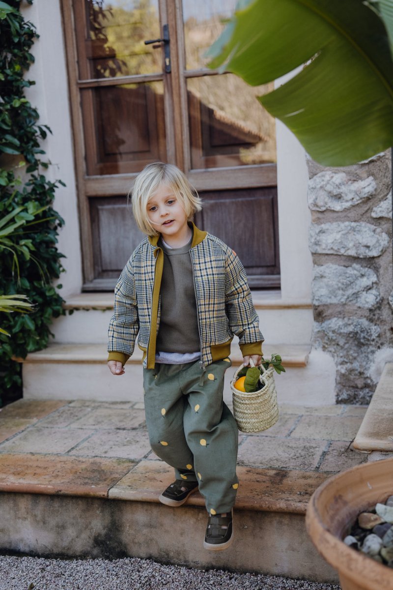 BOMBERJACKE AUS WOLLE KARO CURRY