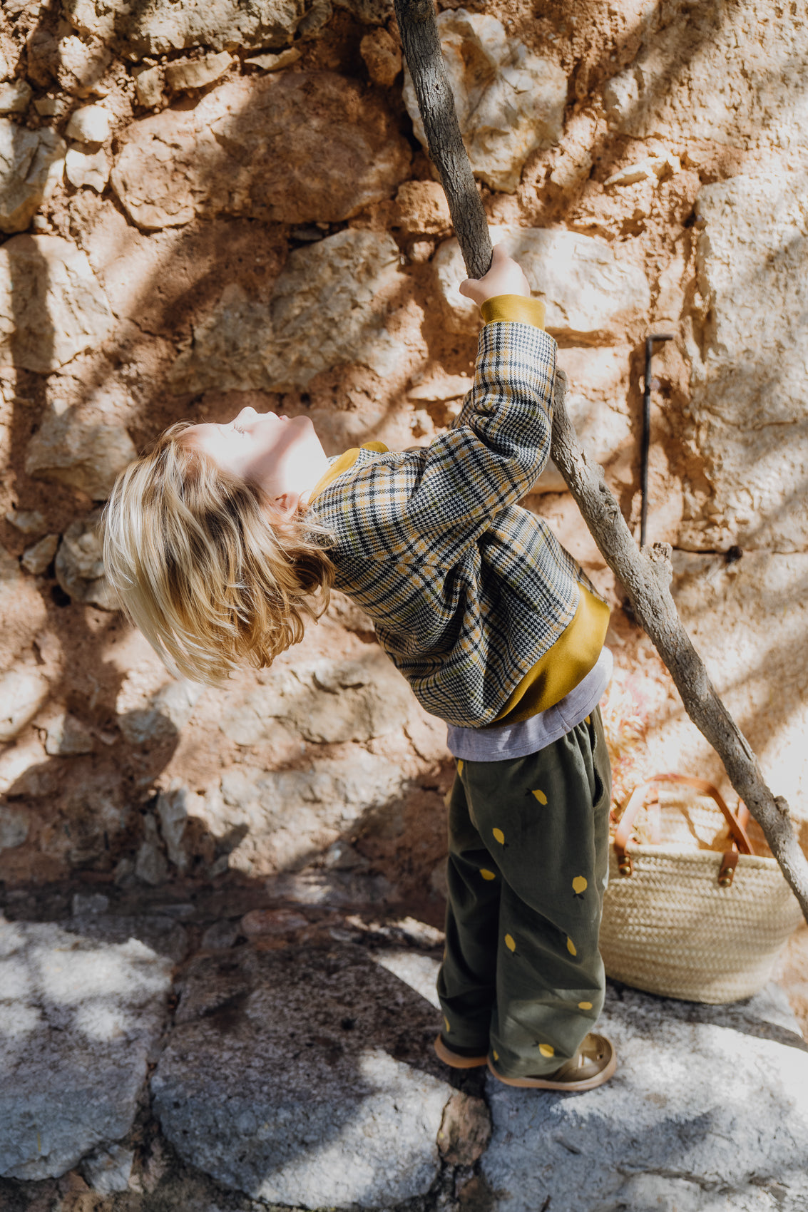 BOMBERJACKE AUS WOLLE KARO CURRY
