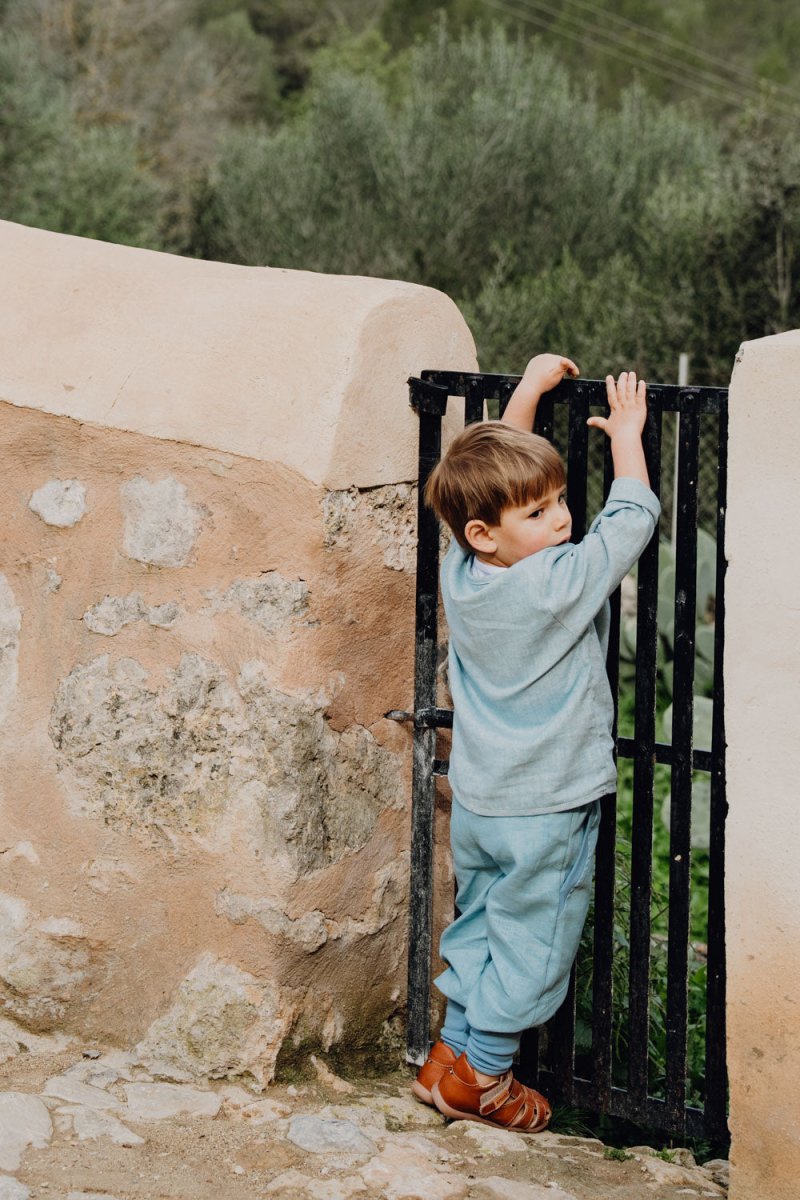 JOGGER AUS LEINEN HIMMELBLAU