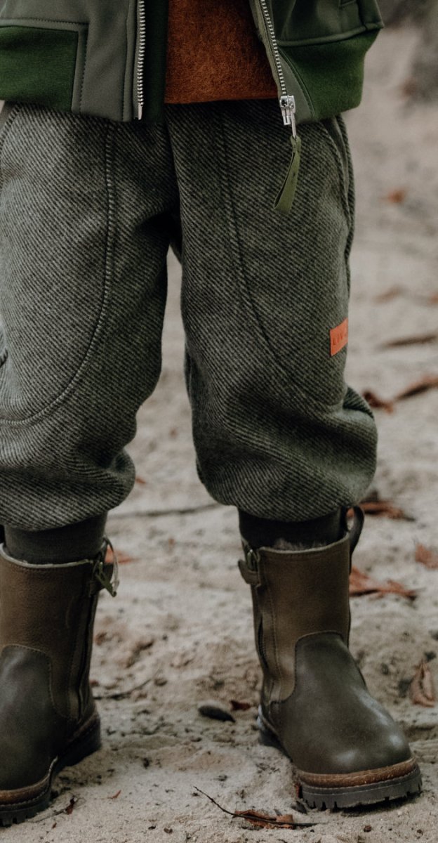 JOGGER WOLLE FISCHGRÄT Grün