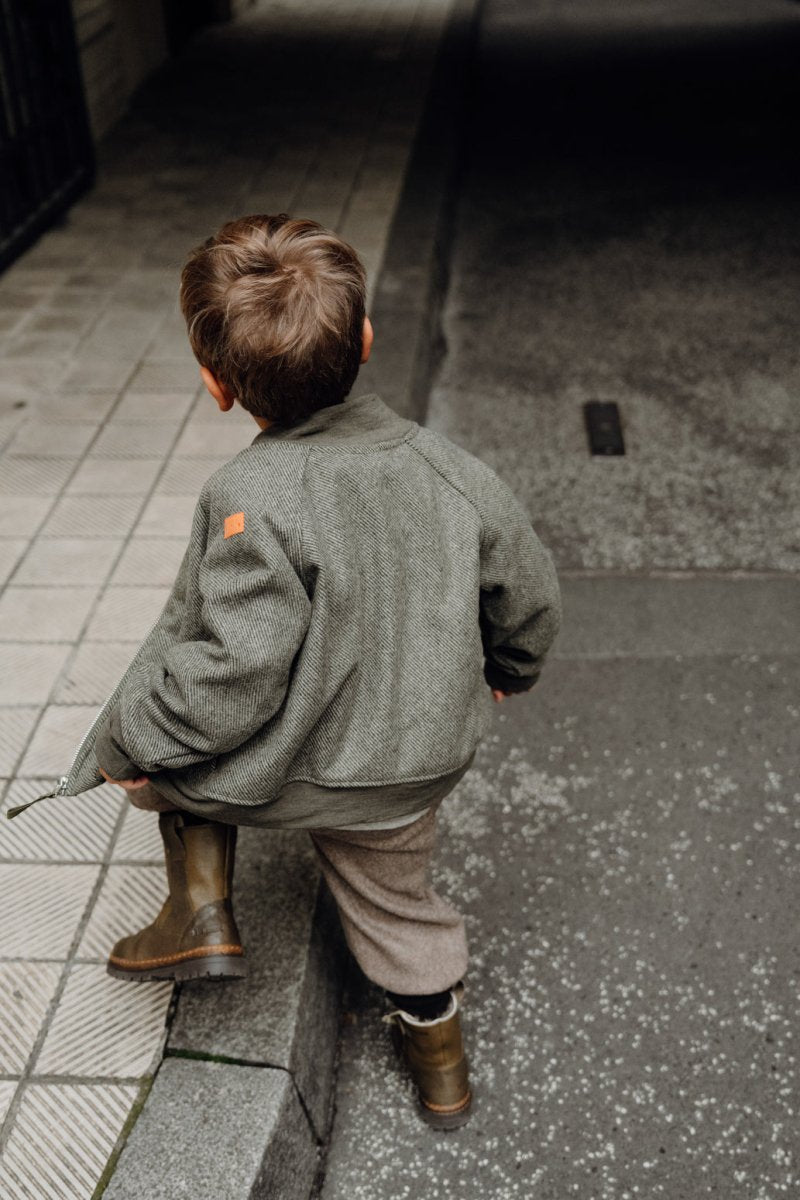 JOGGER WOLLE FISCHGRÄT KHAKI