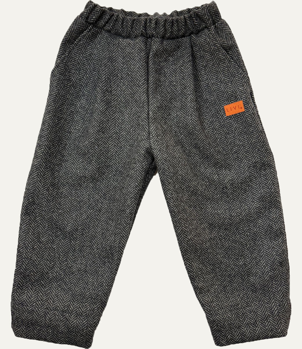 WOLLHOSE Fischgrät grau