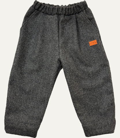 WOLLHOSE Fischgrät grau