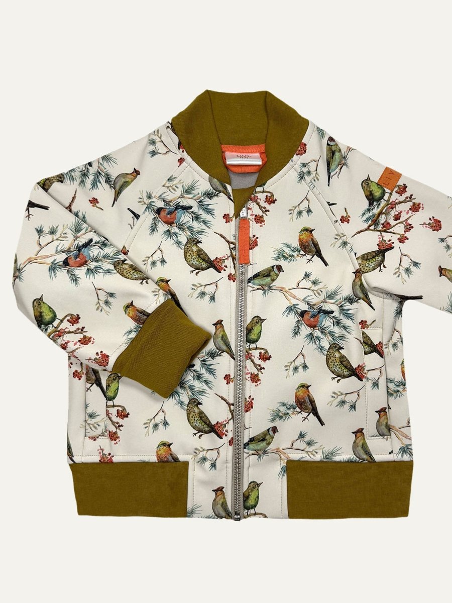 BOMBERJACKE AUS SOFTSHELL BIRD CREME CURRY