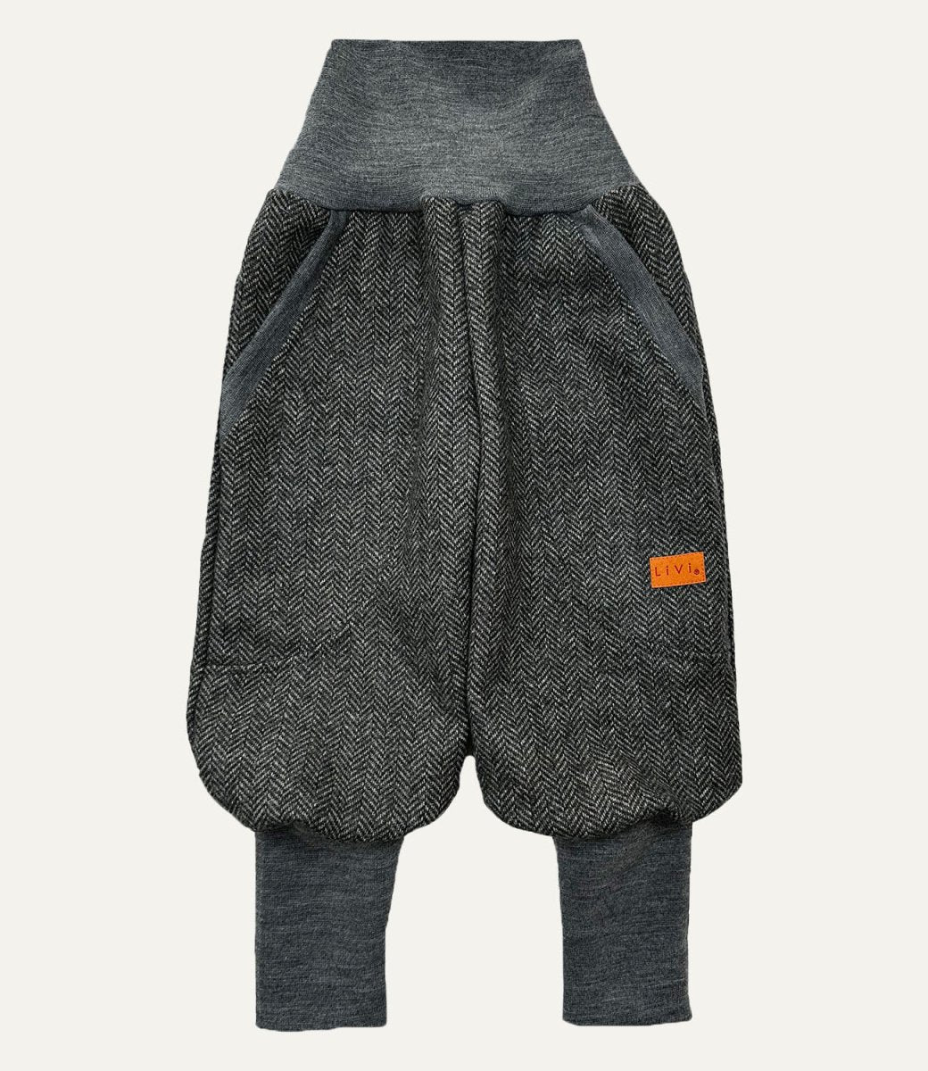 JOGGER WOLLE FISCHGRÄT GRAU