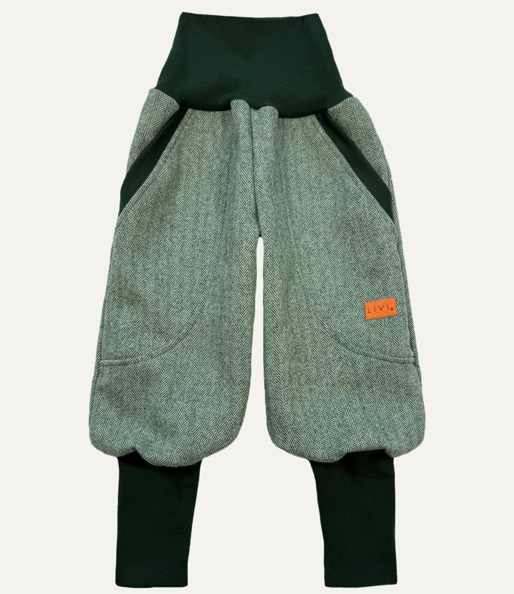 JOGGER AUS WOLLE FISCHGRÄT MOSS