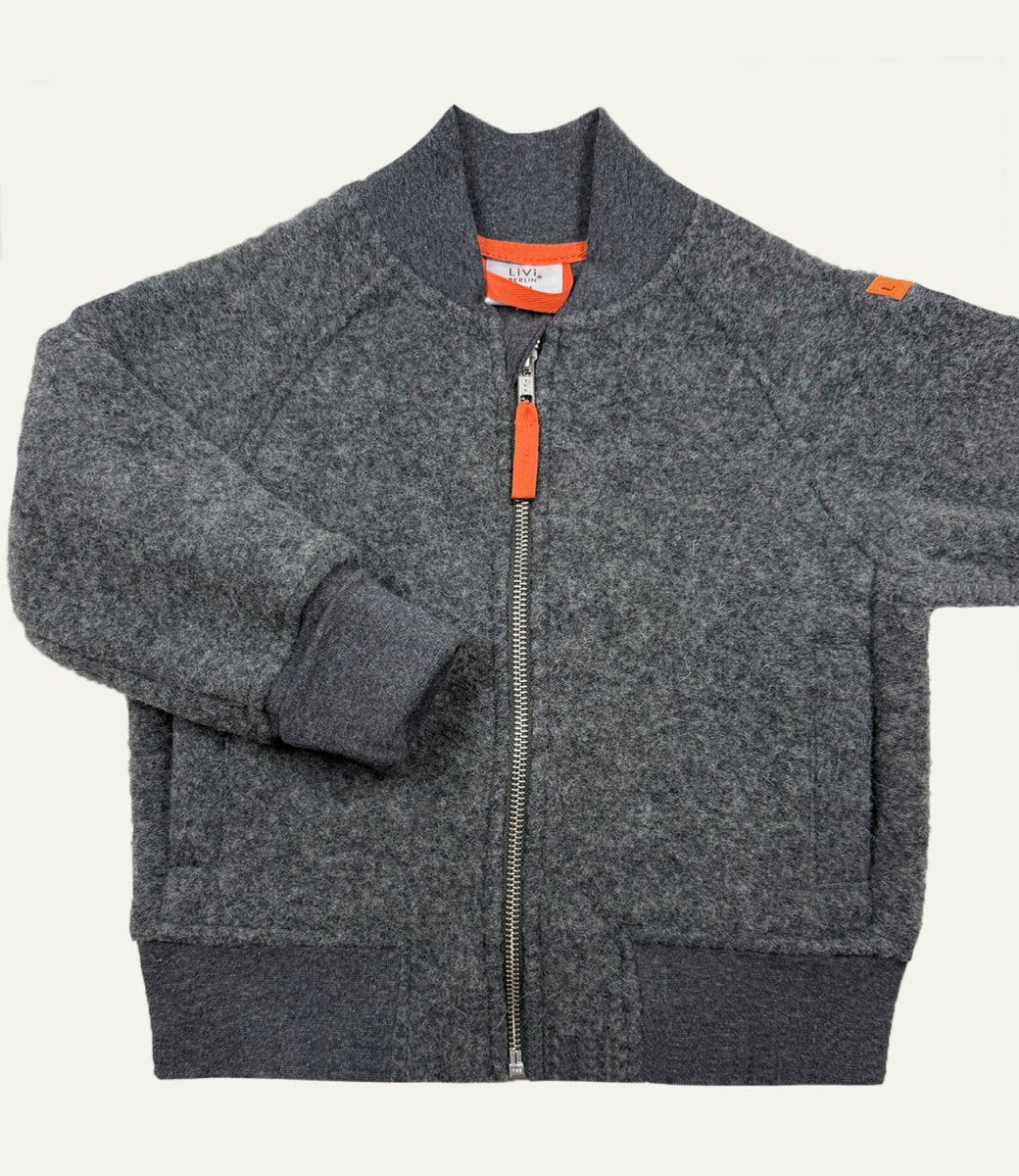 BOMBERJACKE AUS WALK FLEECE DUNKELGRAU meliert