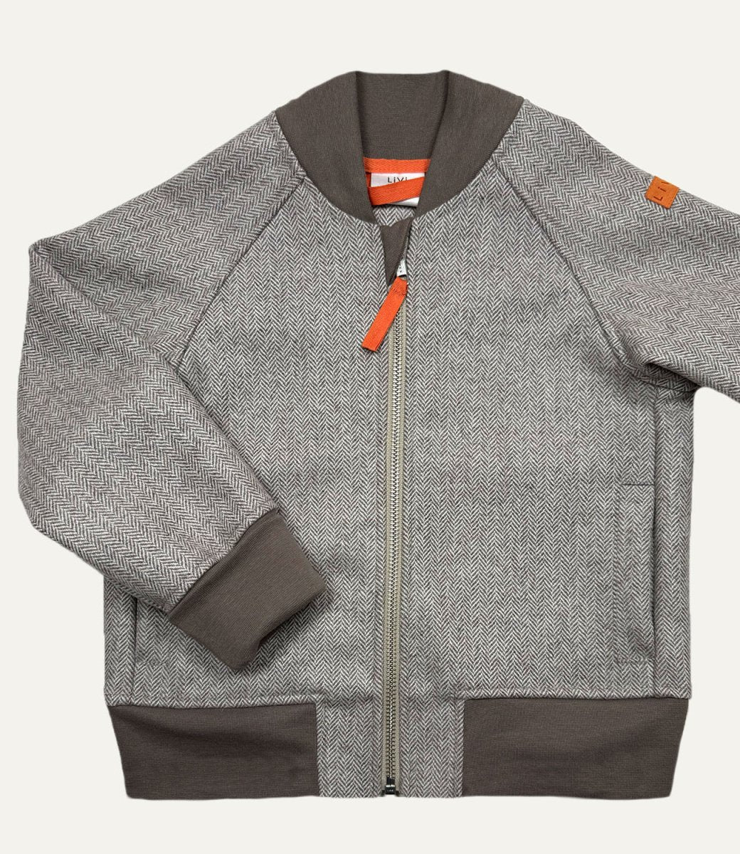 BOMBERJACKE AUS SCHURWOLLE Fischgrät MANDEL