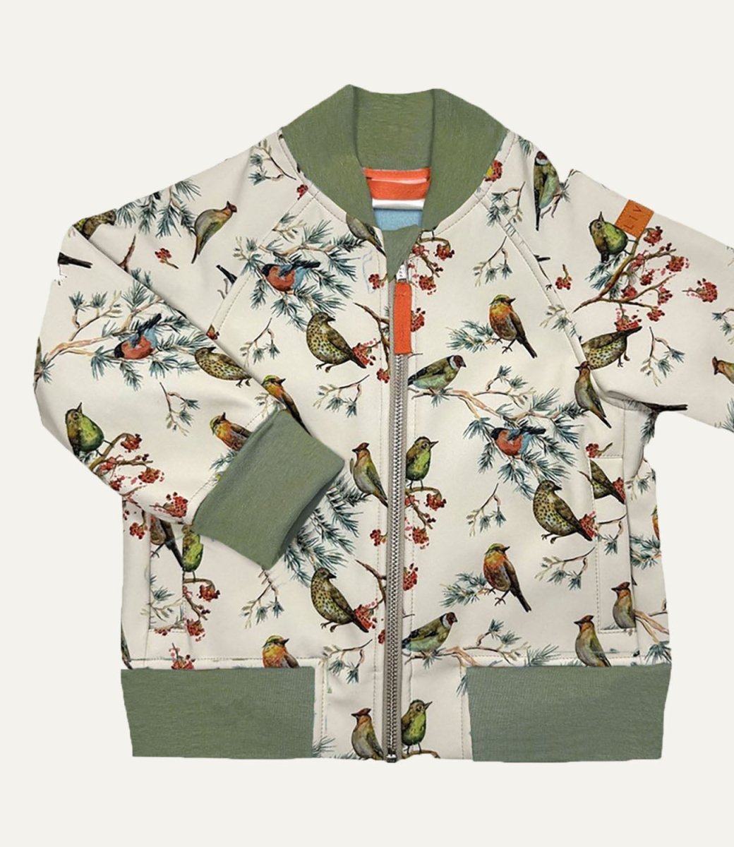 BOMBERJACKE AUS SOFTSHELL BIRD CREME GREEN