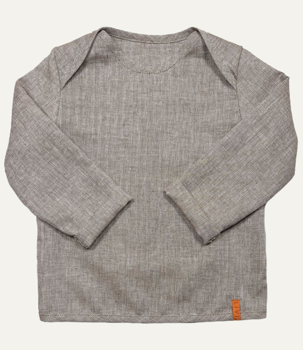 LEINENHEMD BRAUN FISCHGRÄT