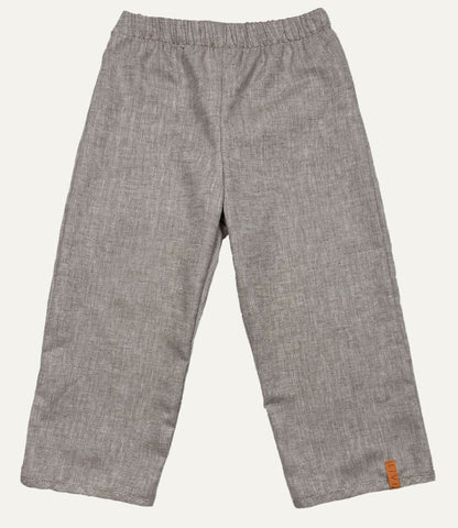 LEINENHOSE LANG BRAUN FISCHGRÄT