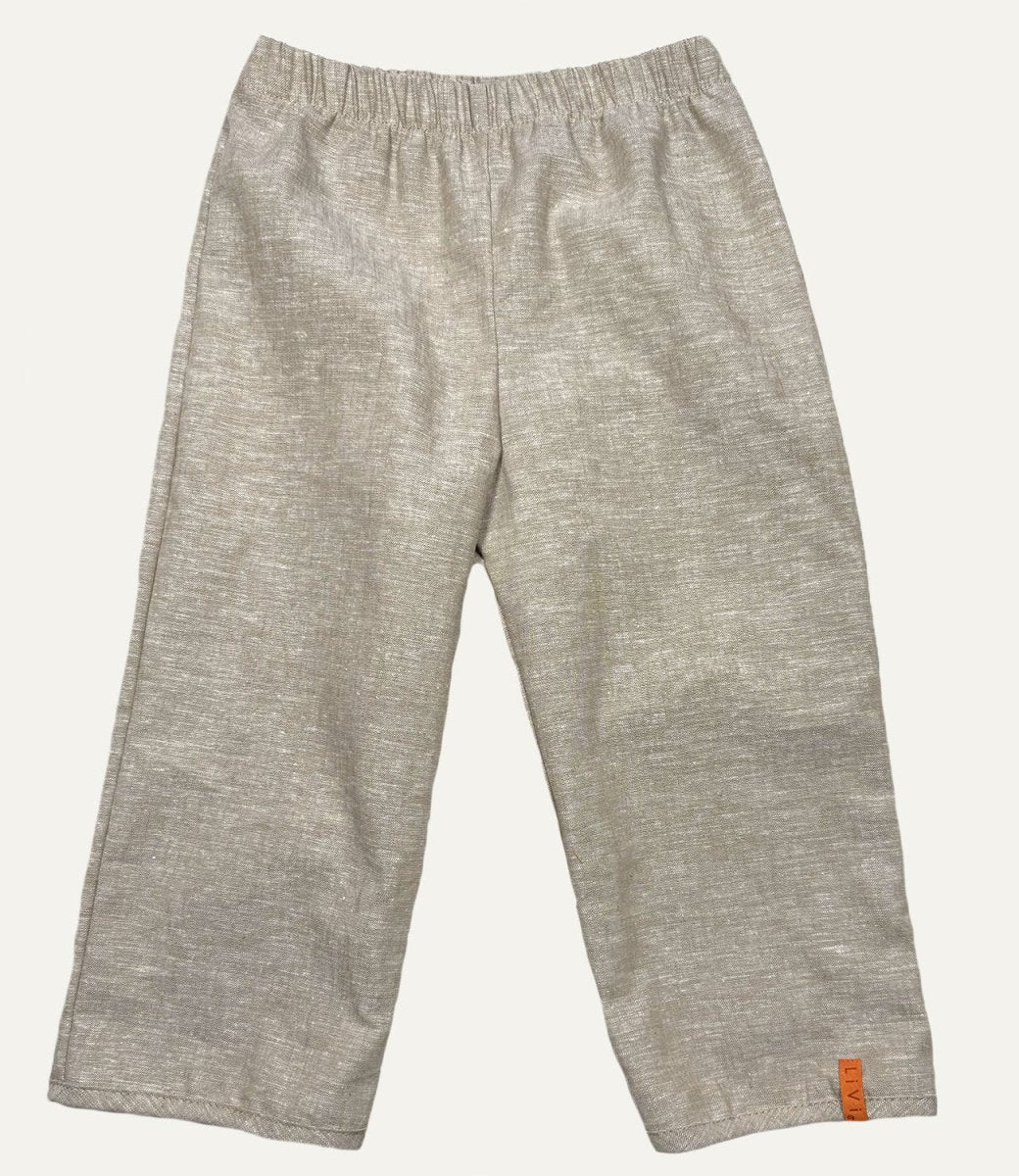 LEINENHOSE LANG BEIGE UNI