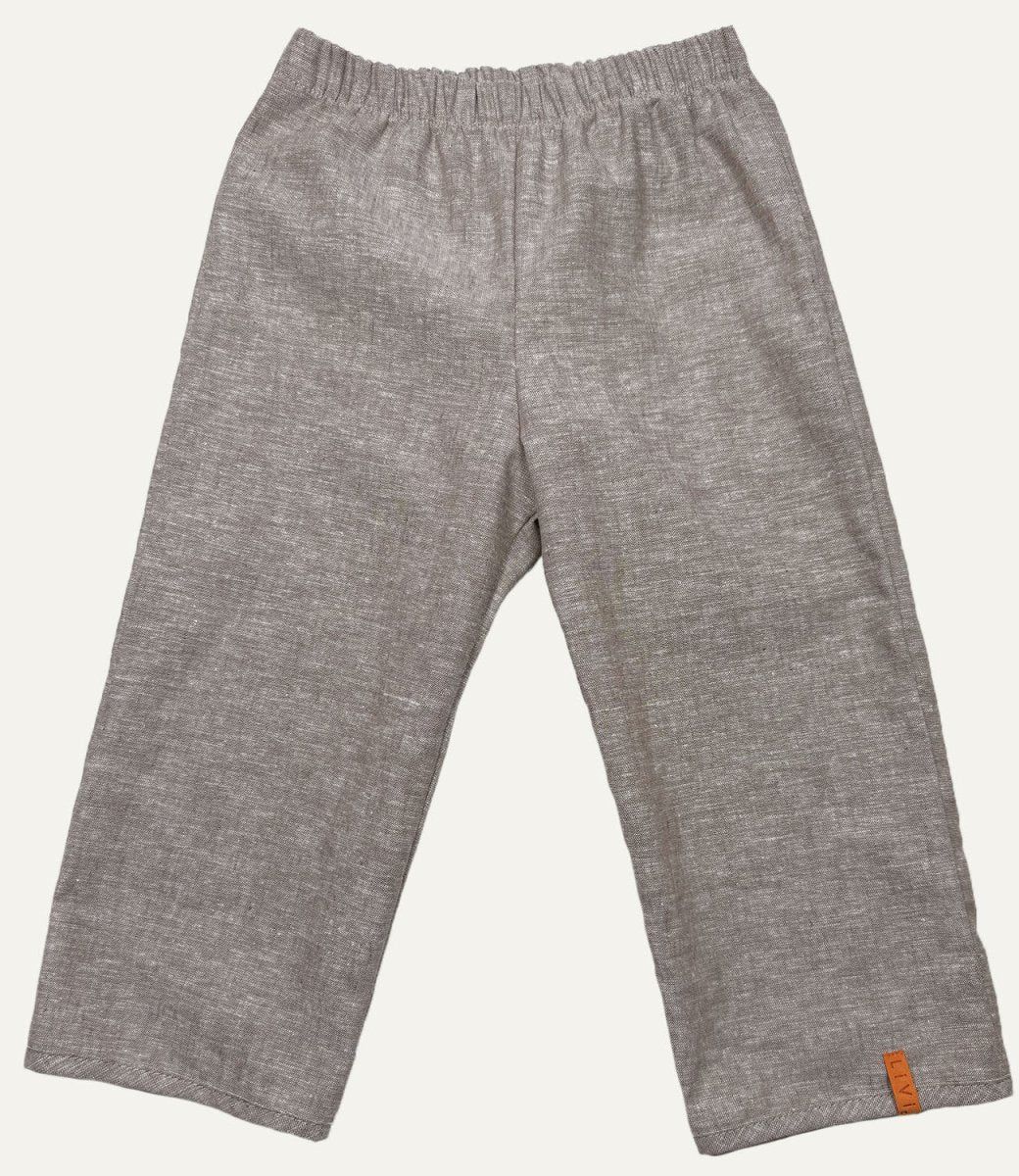 LEINENHOSE LANG BRAUN UNI