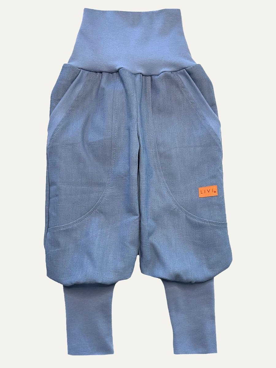 JOGGER AUS LEINEN JEANSBLAU