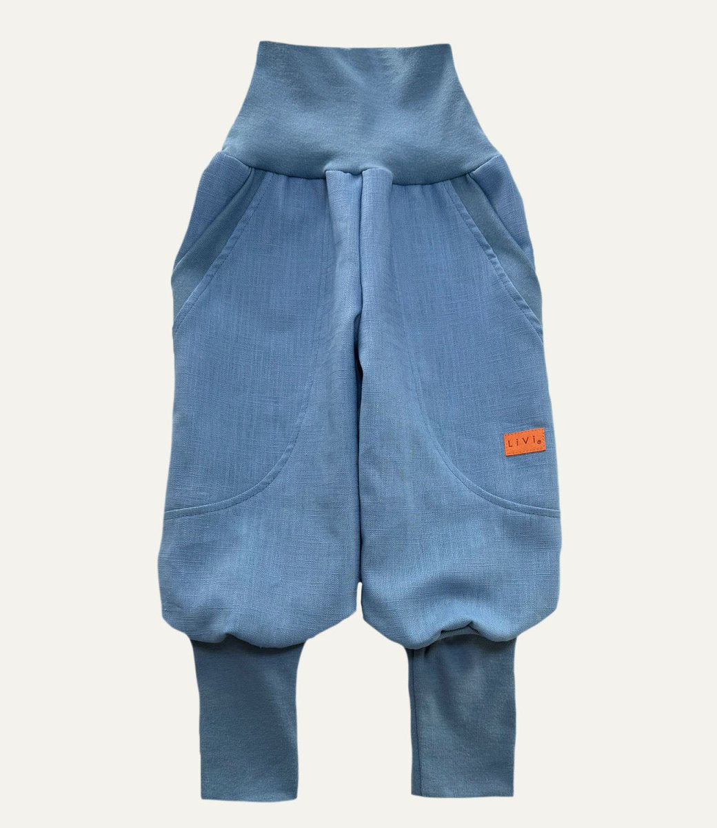 JOGGER AUS LEINEN JEANSBLAU