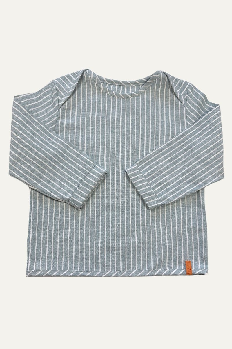 LEINENHEMD GRAUBLAU STRIPES