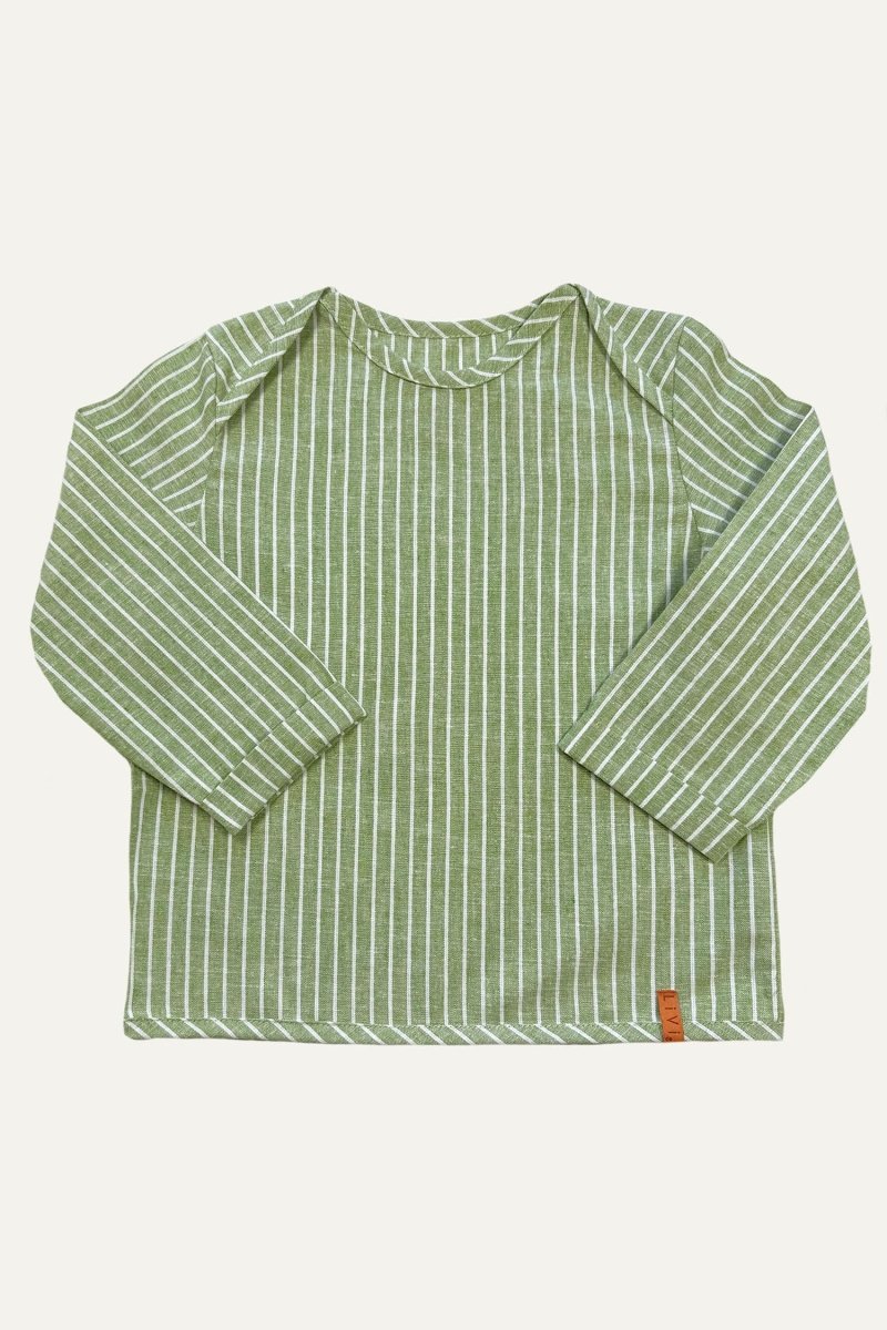 LEINENHEMD GREEN STRIPES