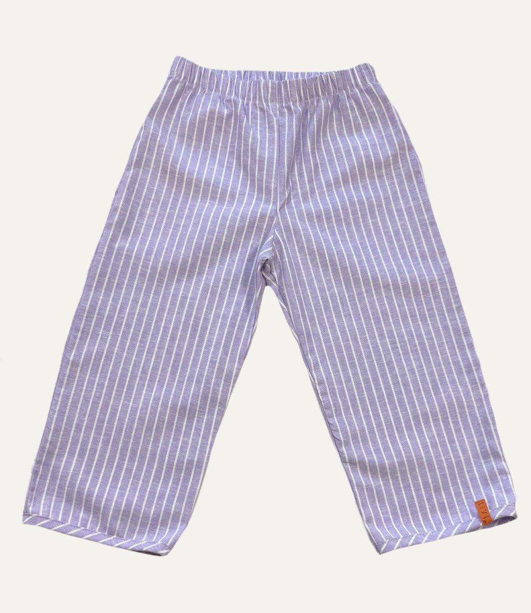 LEINENHOSE LANG FLIEDER STRIPES