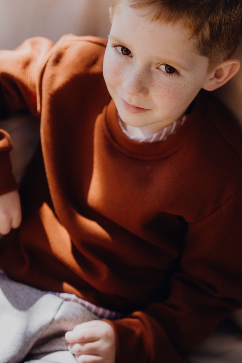 SWEATER WAFFELJERSEY TERRACOTTA