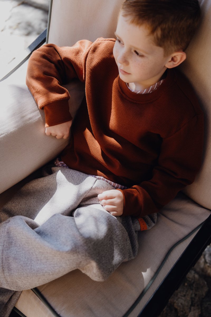 SWEATER WAFFELJERSEY TERRACOTTA