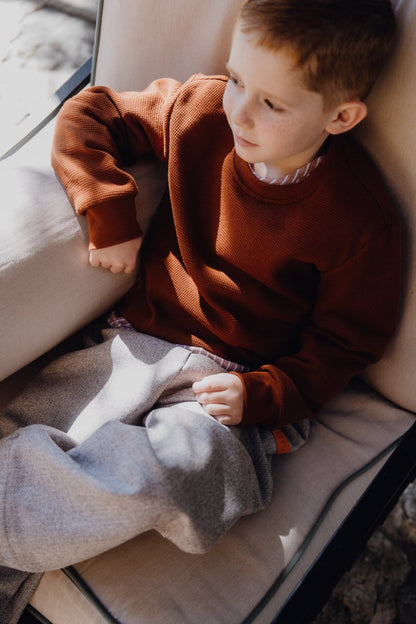 SWEATER WAFFELJERSEY TERRACOTTA