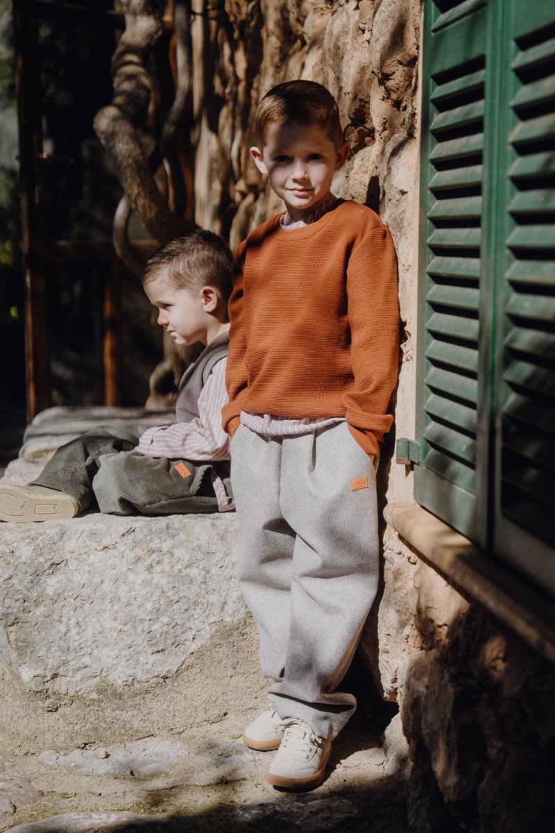 SWEATER WAFFELJERSEY TERRACOTTA