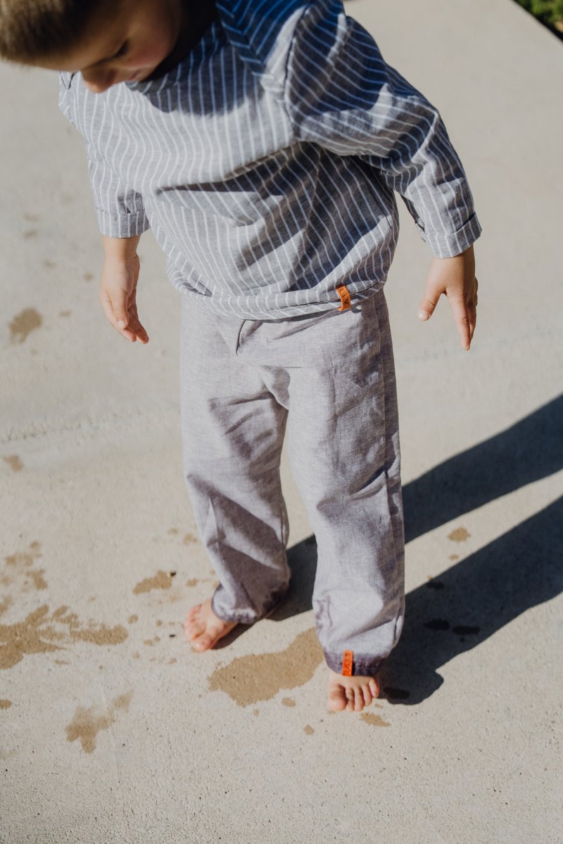 LEINENHOSE LANG BRAUN UNI