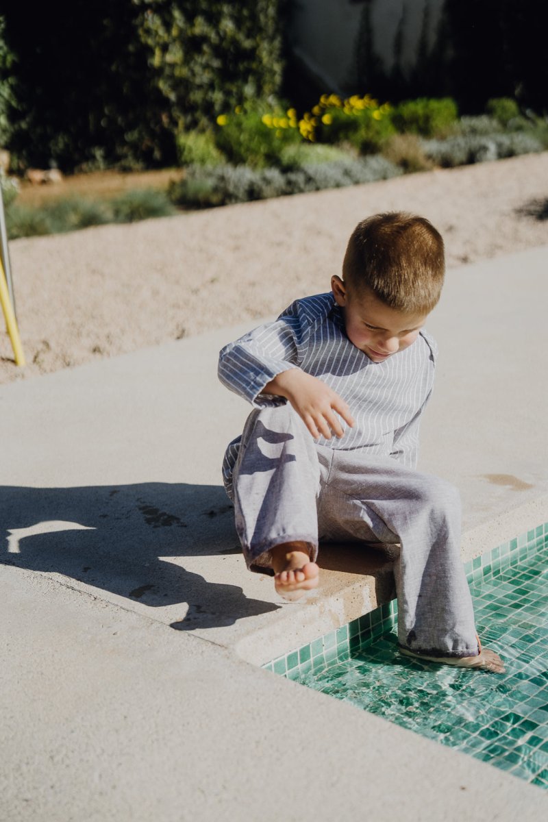 LEINENHOSE LANG BRAUN UNI