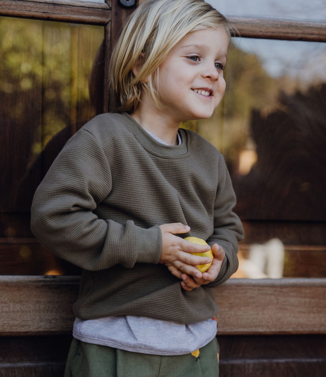 SWEATER WAFFELJERSEY KHAKI