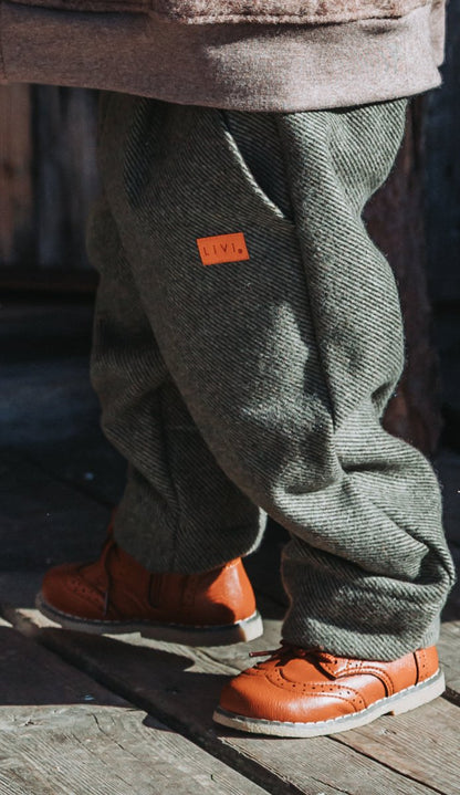 WOLLHOSE Fischgrät khaki