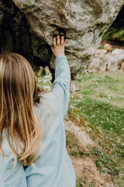 LEINENHEMD MINT FISCHGRÄT