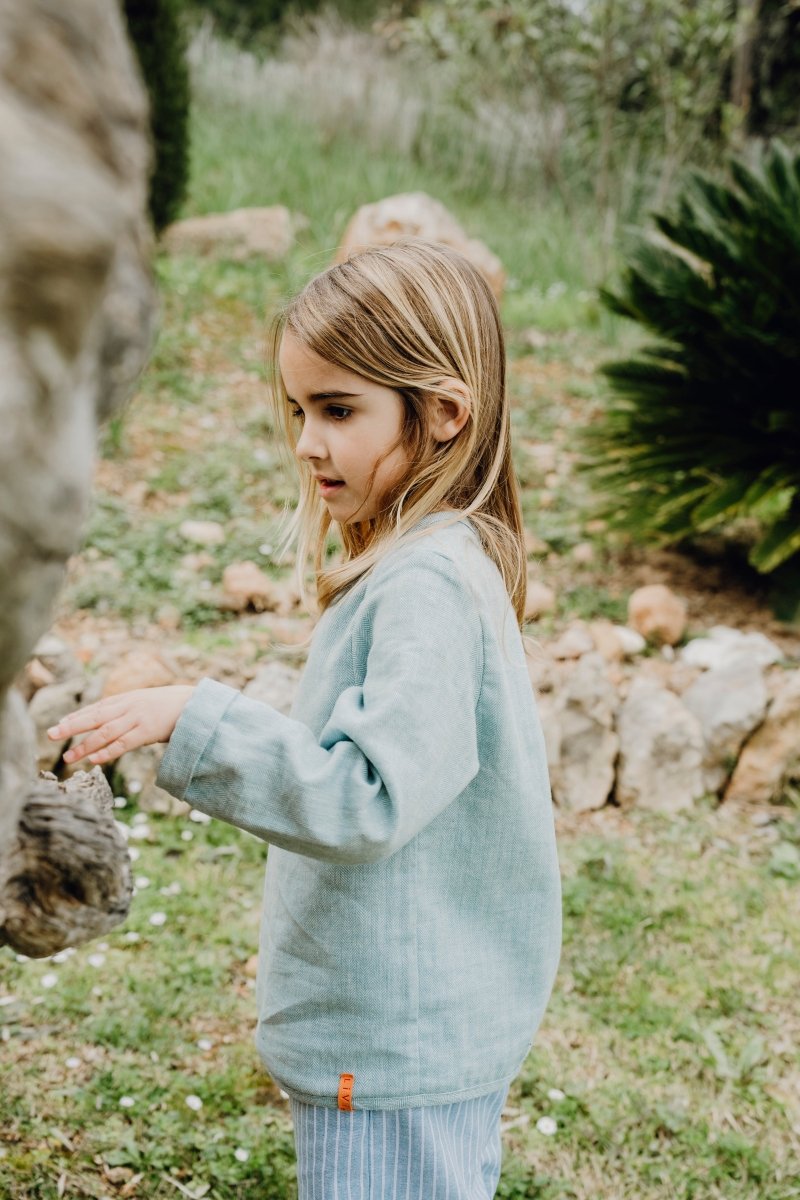 LEINENHEMD MINT FISCHGRÄT