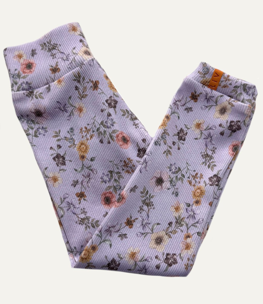 RIB LEGGINGS FLOWER flieder