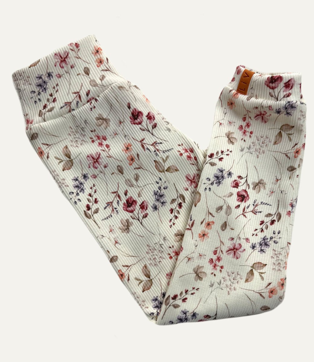 RIB LEGGINGS FLOWER creme