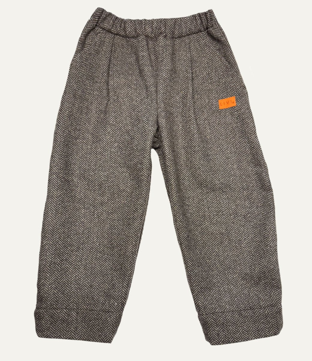 WOLLHOSE Fischgrät braun