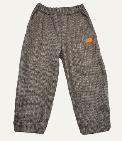 WOLLHOSE Fischgrät braun