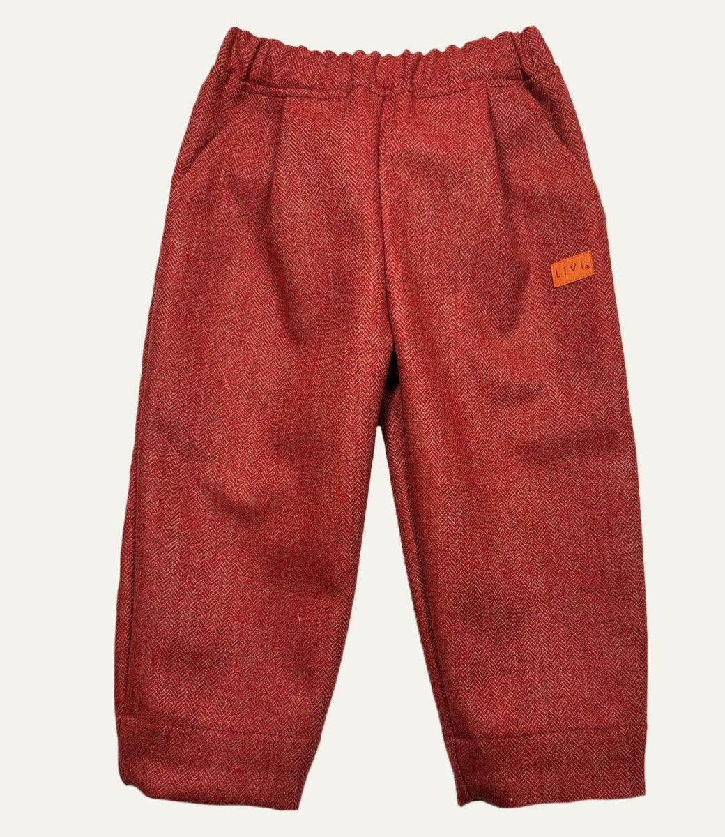 WOLLHOSE Fischgrät RED