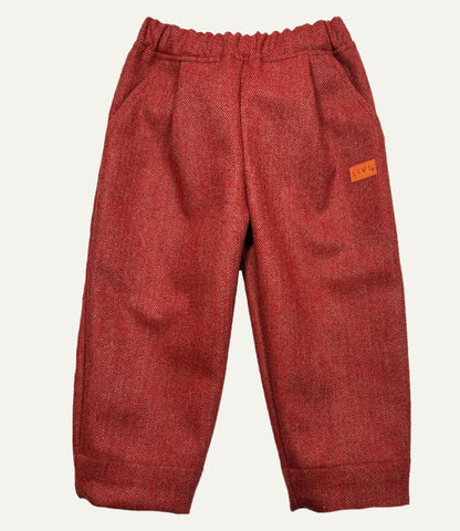 WOLLHOSE Fischgrät RED