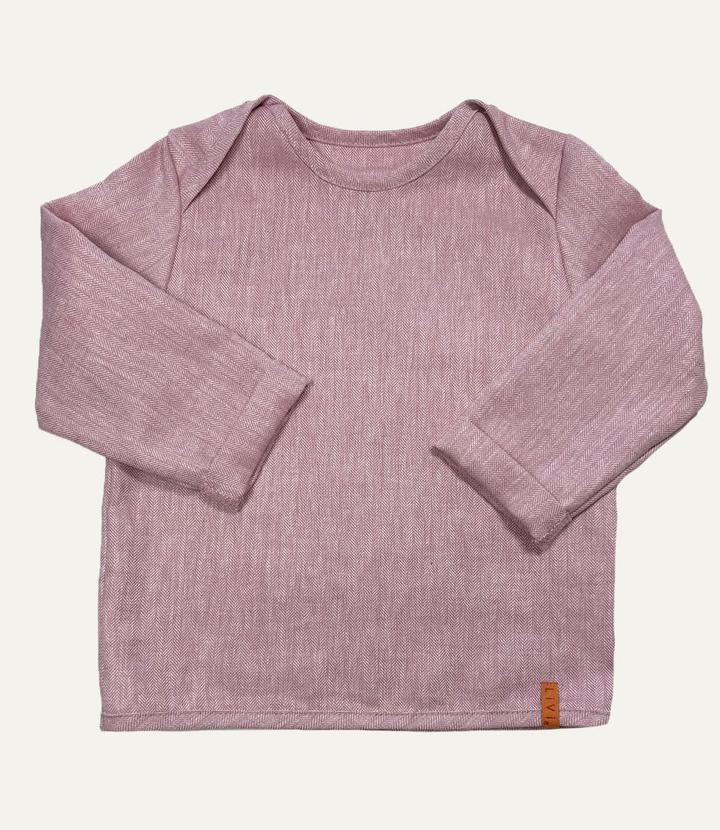 LEINENHEMD FISCHGRÄT ROSA