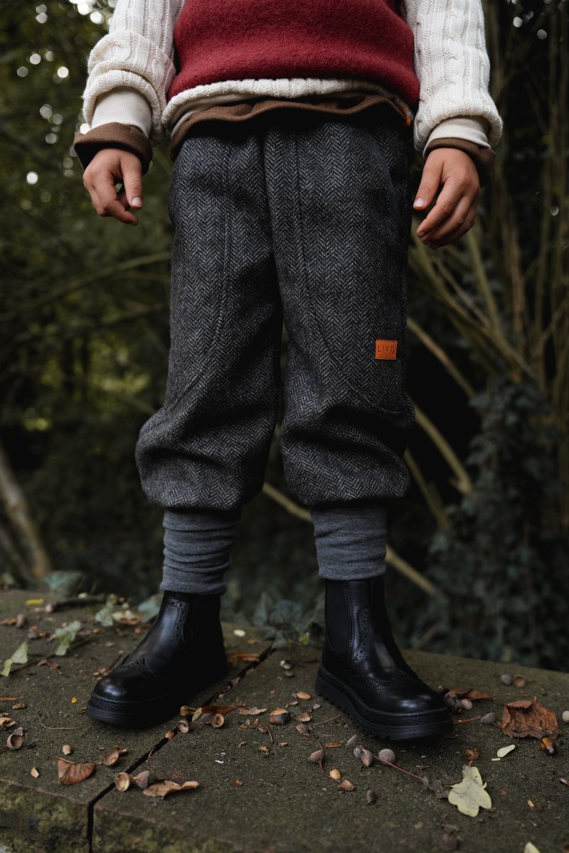 JOGGER WOLLE FISCHGRÄT GRAU