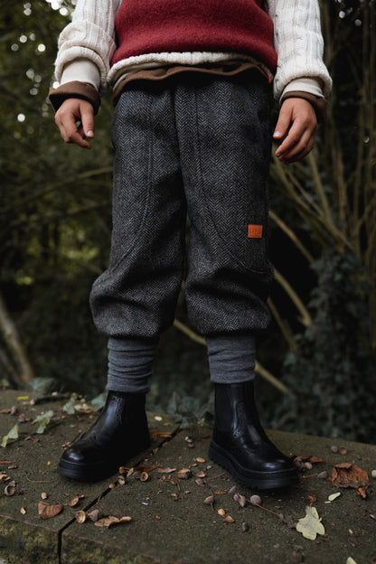 JOGGER WOLLE FISCHGRÄT GRAU